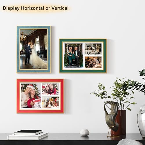 Suede P538-1116 11x16 Picture Frame Display 3 Opening One 8x10 Picture Frames and 5x7 Double Picture Frames Collage Wall Decor with Mat,Multi Photo Frame for Plexiglass,Wall Decor,1Pack,Red - Image 6