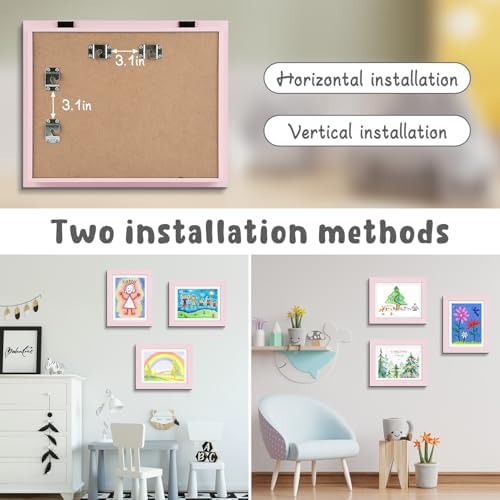 8 Pack 8.5x11 Front-Opening Kids Artwork Frames Changeable (Light Pink) - Image 2