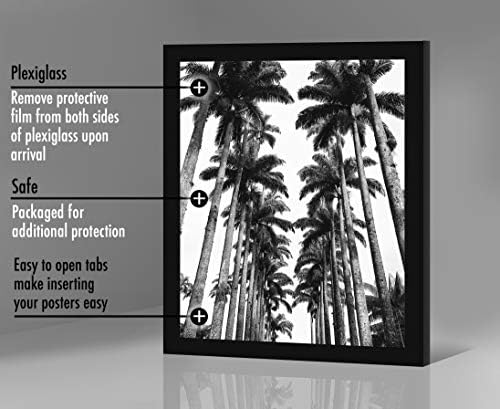 Americanflat 22x28 Poster Frame - Black Engineered Wood with Polished Plexiglass - Wide Picture Frame for Vertical or Horizontal Wall Display - Epic Collection - Black - Image 6