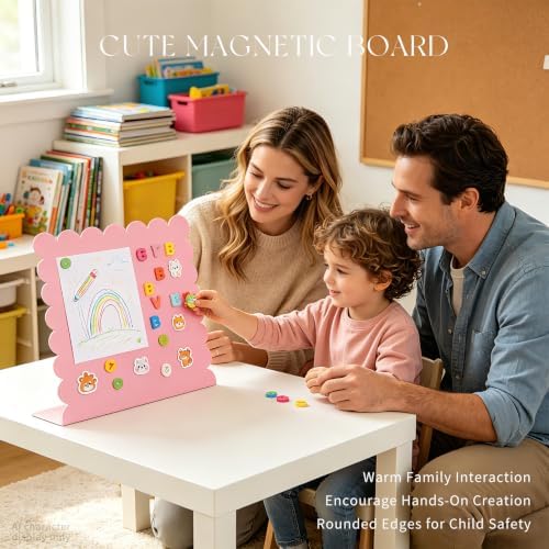 1PCS Cute Pink Scalloped Magnetic Desktop Desk Stand Board, Decorative Magnetic Display Board with Stand, Desktop Magnet Board for Memos Photos, Magnet Board Display and Magnetic - Image 7