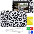 Cute Camera Case for Canon G7X Mark III,Silicone Protective Cover with Removable Lens Cap,Bracelet Wrist Strap & 2 Pack Tempered Glass Screen Protector for Women (White Leopard) by Tizaczp