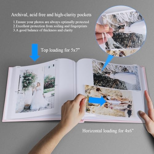 1DOT2 Photo Album with Writing Space, 100 Pages, Linen Cover, Pink - Image 2