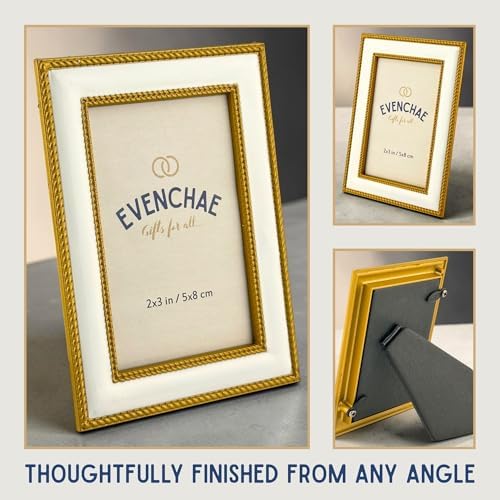 2x3 Mini Picture Frame: White Enamel + Gold Rope Trim - Image 7