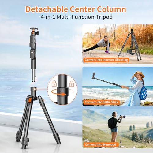 XXZU 75" Camera Tripod,Aluminum Tripod for Camera Phone/Monopod with Remote - Image 4