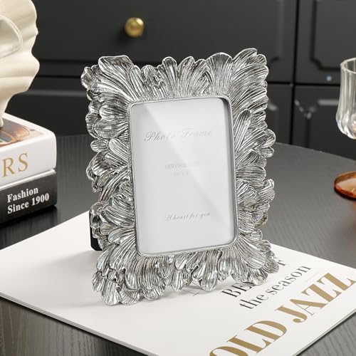 Cuspin Silver Picture Frame 3.5x5 Small Vintage Frame Ornate Palm Leaves - Image 3