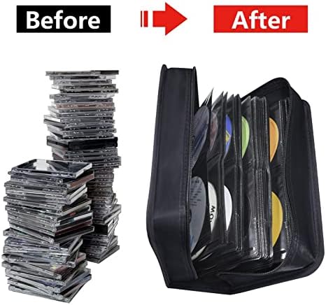 Siveit CD Case DVD Storage Holder, CD/DVD Case Wallet 128 Capacity DVD Cases Organizer CD Binder, Portable CD Wallet for Home Travel (Black binder, Black) - Image 4