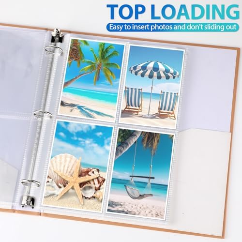 Feifeiya 150 Pack 3.5 x 5 Photo Sleeves for 3 Ring Binder(for 1200 Pictures) archival Photo Page Protectors Holds Clear Plastic Refill Pages Plastic Album Refill Pages - Image 4