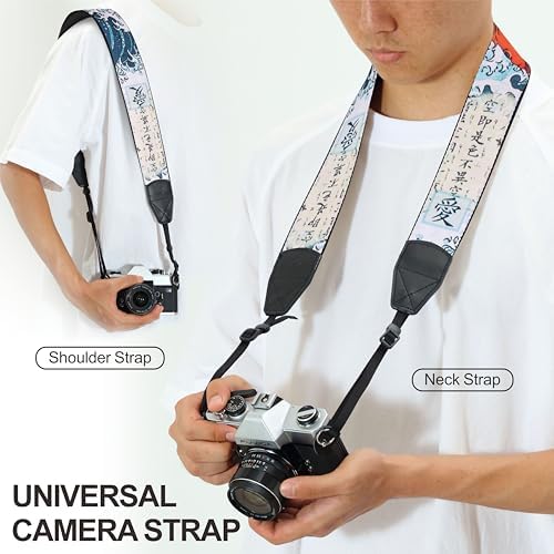 Padwa Lifestyle Chinese Style Camera Strap - 2" Wide Genuine Leather Ends Camera Straps for Photographers, Vintage Chinese Style Print Nylon Strap with Camera Quick Release fits All Cameras - Image 4