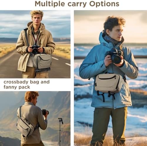 TAAOKA Camera Sling Bag,Waterproof Camera Case with Tripod Holder,Lightweight DSLR/SLR/Mirrorless Camera Bags Crossbody for photographers-Coffee - Image 6