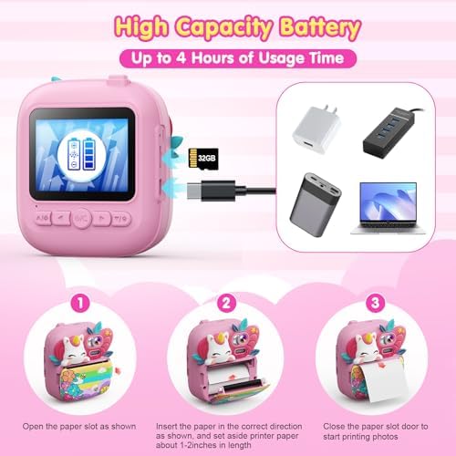 TIATUA Kids Camera Instant Print, Camera for Kids with Printable Photos, Toddler Camera Toys for Children Ages 3-14, Digital Camera for Girls 4 5 6 7 8 9 10 11 12 13 Years Old - Image 7