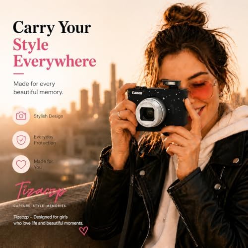 Camera Case for Canon G7X Mark III,Soft Silicone Protective Cover with Removable Lens Cap,Shockproof Anti-Scratch Compatible with Canon PowerShot G7X3 for Women (Black Star) - Image 6