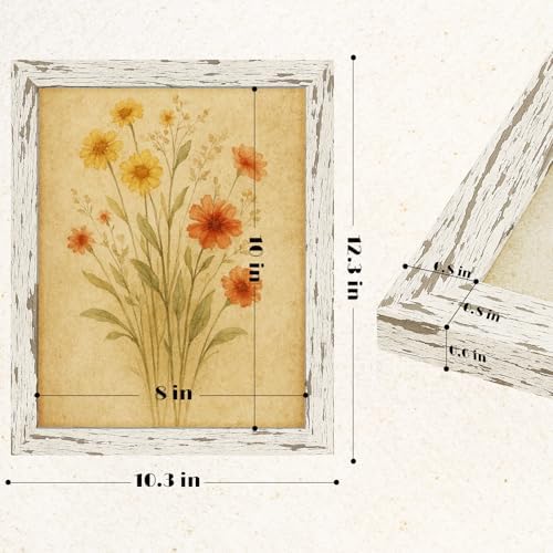 puthiac 8x10 Rustic Farmhouse Picture Frame, Distressed White, 1 Pack - Image 5