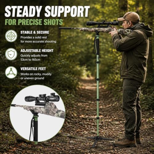 HUNTPAL Hunting Monopod Shooting Tripod Stick Gun Rifle Rest - Image 6