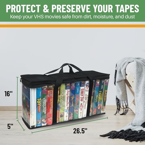 Evelots 12 Pack VHS Storage Bag-Movie Organizer-Video Tape-Handles-Hold 60-No Dust - Image 3