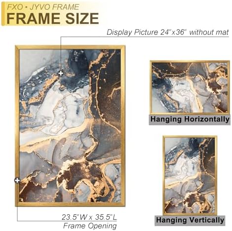Fxojyvo 24x36 Picture Frame Gold Engineered Wood Wall Hanging - Image 4