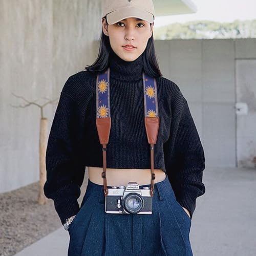 Padwa Lifestyle Sun God Camera Strap - 2" Full Grain Leather Ends, Vintage Sun Face Camera Straps for Photographers, Soft Chamois Velvet Padded Strap Quick Release fits All Cameras - Image 5