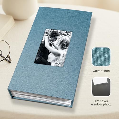 Photo Album 4x6 with 420 Pockets, Slip-in Picture Albums, Linen Cover Memory Book with Front Window, Black Page Vertical Photo Book for Wedding, Family, Anniversare, Baby, Vacation(Sky Blue) - Image 7