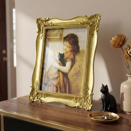 Cuspin 8x10 Vintage Gold Picture Frame, Ornate Antique Resin Photo Frame - Image 3