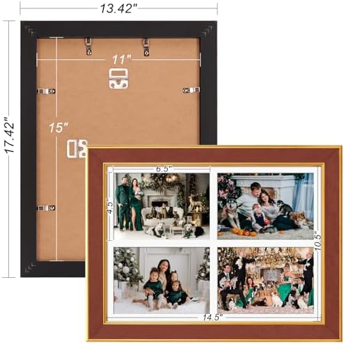 Suede 11x15 Picture Frame Display 4 Opening 5x7 Picture Frames Collage Wall Decor with Mat,Multi Photo Frame for Plexiglass,Wall Decor,1Pack,Brown - Image 4