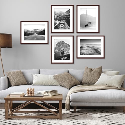 Americanflat 16x20 Poster Frame 5-Pack - Matted to 12x16 - Mahogany - Image 5
