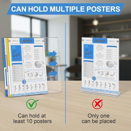 EHWINE 30 Pack Acrylic Sign Holder 8.5 x 11, L Shape Clear Plastic Display Stand, Slanted Back Picture Frame Menu Flyer Paper Display Stand up Table Top Sign Holders for Restaurant, Office and School - Image 6
