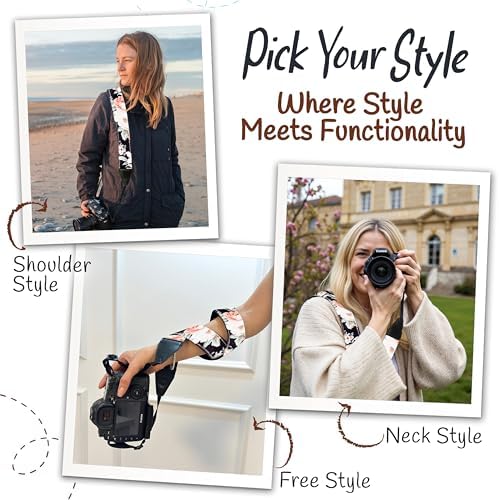 Art Tribute Camera Strap - Shoulder, Crossbody & Neck Camera Strap for Photographers, Fits All Cameras, Canon Nikon Sony Fujifilm, Padded Strap W/Quick Release, Embroidered Cotton & Leather Ends - Image 6