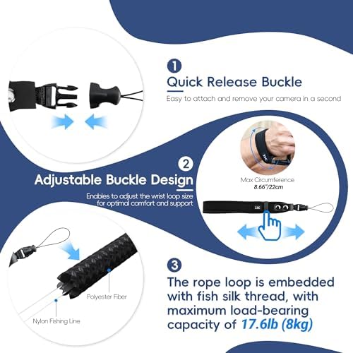 JJC Soft Neoprene Camera Wrist Strap for Compact Cameras with Quick Release - Image 4
