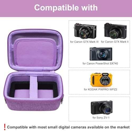 Camera Case Bag Compatible with Canon PowerShot G7 X Mark III, Mark II, SX740 HS, Sony ZV-1, KODAK PIXPRO WPZ2 Digital 4K Vlogging Camera, Point and Shoot 4K Video Camera Bag, Purple (Case Only) - Image 2
