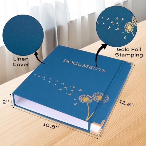 XKDOUS Important Document Organizer 3 Ring Linen Binders Folio File Folders - Image 4