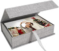 Photo Storage Box 4x6, Linen Photo Box, Memory Box Perfect to Store Your Photo, Pictures, Certificates, Scrapbooking Supplies, Keepsakes and Jewelry Grey by Hiwhy