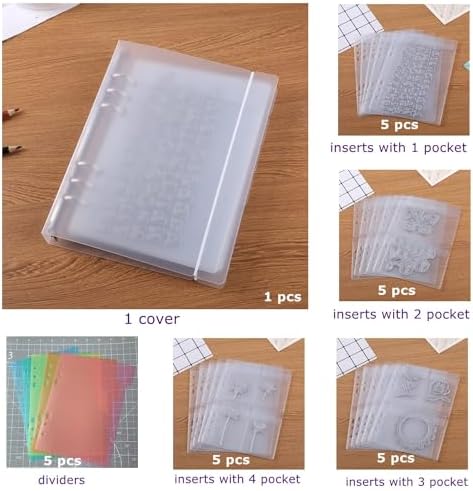 Die Storage Book Binder Die and Stamp Storage Folder Page Protectors 1 Cover with 25 Sheets Pockets Set Organizer Collection Case Template Holder DIY Scrapbooking Storing - Image 4