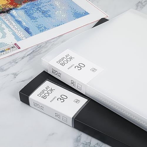 2 Packs A3 Diamond Paintings Storage Books, Large 30x40 Diamond Art Storage Presentation Book with 60 Pags, Diamond Painting Art Portfolio Folder, Clear Pockets Artwork Storage Photo Display Album - Image 6