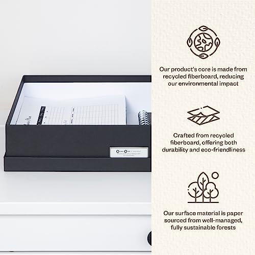Bigso Sverker Fiberboard Legal and Art Storage Box - Scrapbook Storage Box for Loose Papers and More - Durable Document Boxes with Lid and Metal Label Holder - 17.1 in x 12.2 in x 3.3 in - Dark Grey - Image 6
