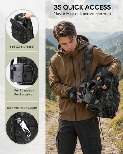 RAINSMORE Camera Backpack, DSLR/SLR/Mirrorless Tactical Camera Bag Cases - Image 4