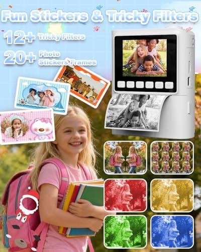 Instant Print Camera for Kids, 1080P Instant Digital Print Cameras for Toddler, Portable Toy for 4 5 6 7 8 9 10 Year Old Girl, Christmas Birthday Gifts for Girls Boys with SD Card White - Image 5