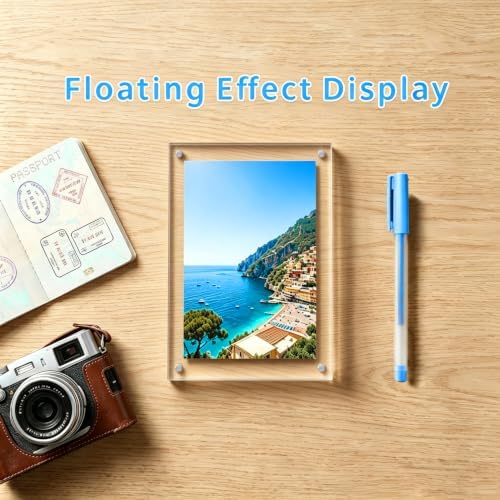 Meetu Acrylic Picture Frame 3.5 x 5 inch,5 Pack Clear Freestanding Double Sided 20mm Thickness Frameless Magnetic Photo Frames Desktop Display with Gift Box Package - Image 4