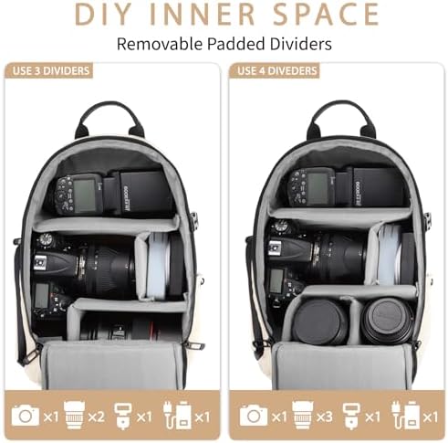 TAAOKA Camera Sling Bag for Photographe – Waterproof Crossbody Camera Bag with Fast Access Pockets, DSLR Cute Camera Bag for Nikon/Sony/Canon (Beige) - Image 4