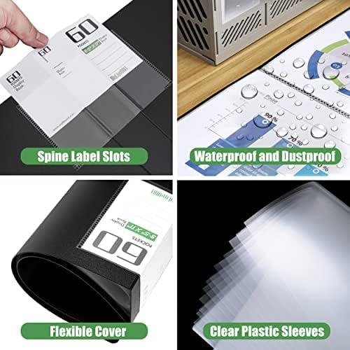 MyLifeUNIT Professional Binder with Plastic Sleeves, 60 Pockets Displays 120 Pages, 4 Pack Presentation Books Portfolio Folder for Artwork, Documents, Recipes - Image 3
