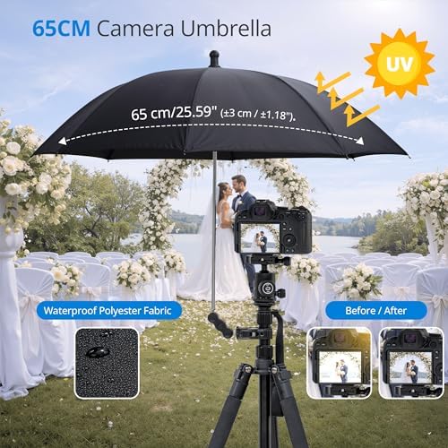25.6" Camera Tripod Umbrella with Super Clamp for Mirrorless Camera Xbotgo - Image 3