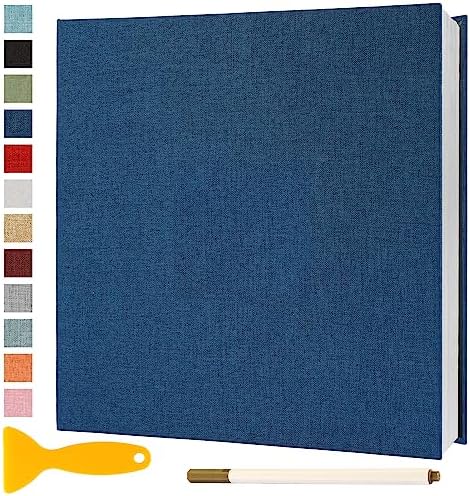 Photo Album Self Adhesive Pages 13.2x12.8 Scrapbook Blue 60 Pages by Semfalbuums