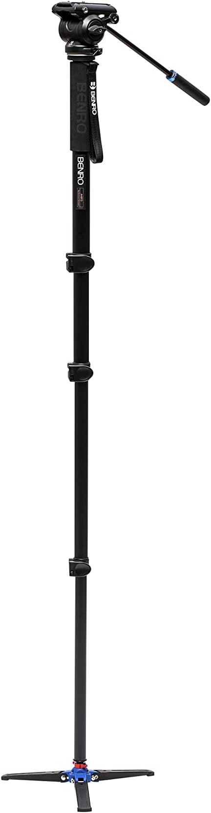 Benro A48FD Aluminum Video Monopod with S4PRO Fluid Head – 3-Leg Base, Smooth Pan/Tilt Motion, Sliding Quick-Release Plate & Travel-Friendly Support for Video Creators (A48FDS4PRO) - Image 2