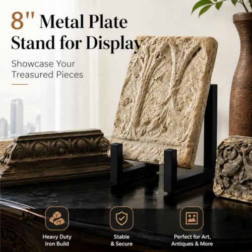 2 Pack Large Plate Stands, 8" Tall Picture Stands for Display, Industrial-Style Metal Wall Mount Photo Frame Holders, Heavy Duty Black Tabletop Easels for Pictures, Books, Platters, Artworks - Image 6