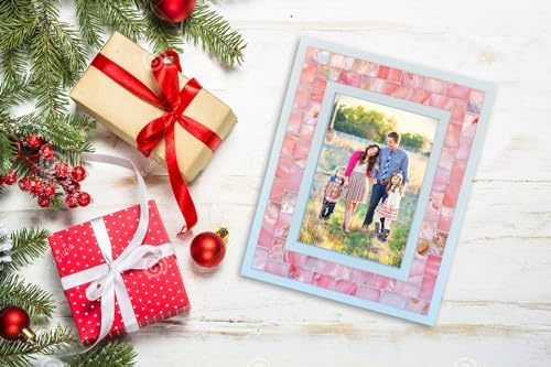 Wedding Picture Frame 5x7 Pink Mother of Pearl Glass - Image 2
