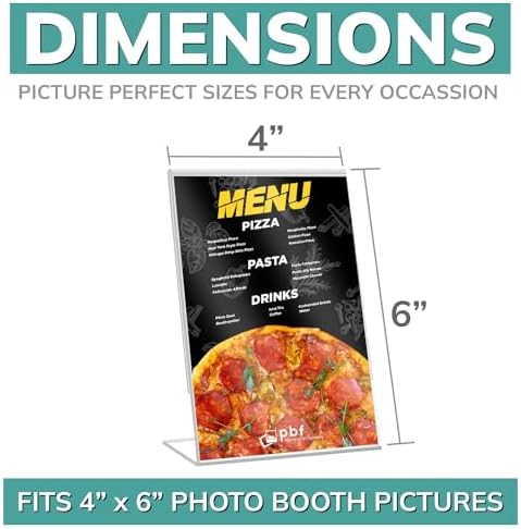 pbf 4x6 Acrylic Sign Holder | 4 x 6 Vertical Stand Up Slanted Sign Holder | Acrylic Stands for Display | Clear Picture Frame, Menu Table Top Stand, Plastic Flyer Holder (144-Pack) - Image 2