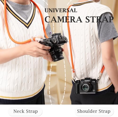 VOVMOEYA Nylon Braided Camera Rope Strap, Camera Neck Shoulder Strap with O-Ring for DSLR & Mirrorless Camera - Orange - Image 4