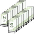 24 Pack 4x6 Inch Acrylic Sign Holders, Clear Picture Frame Stands Black by ALFFUN