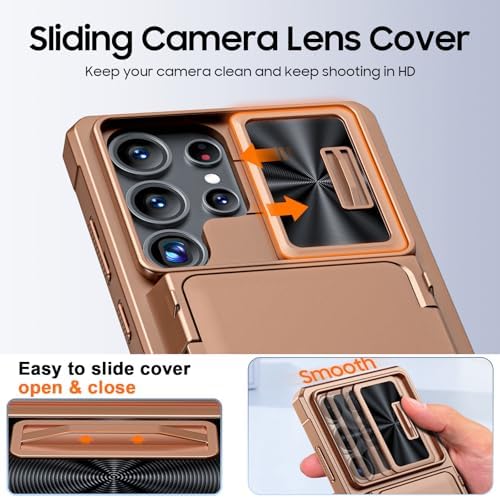 GooseBox for Samsung Galaxy S25 Ultra Case Wallet with RFID [Cards Holder][Camera Cover][Edge Raised] Full Body Shockproof Silicone Protective Phone Case for Galaxy S25 Ultra 6.9" 2025 (Desert Gold) - Image 3