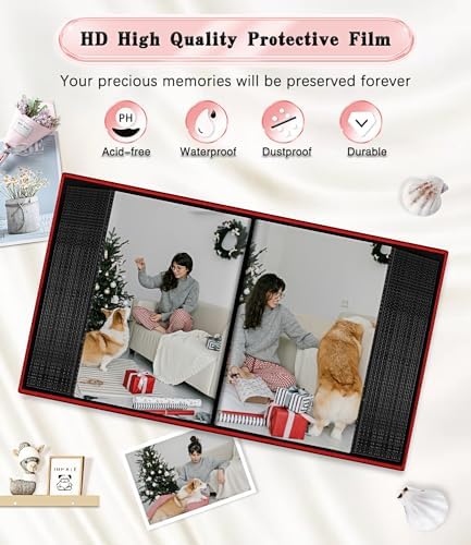 Ejblfe Photo Album 4x6,Linen Cover Slide-in Photo Album Book Can Holds 100 4x6 Photos with 50 Black Sheets for Family,Wedding,Baby and Holiday Pictures (Red) - Image 4