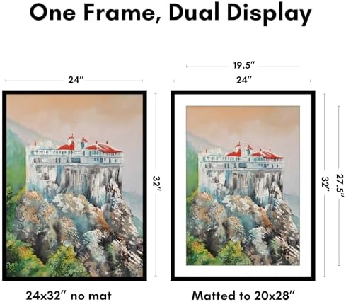 Americanflat 24x32 Poster Frame - Matted to 20x28 - Slim Molding - Black - Image 2