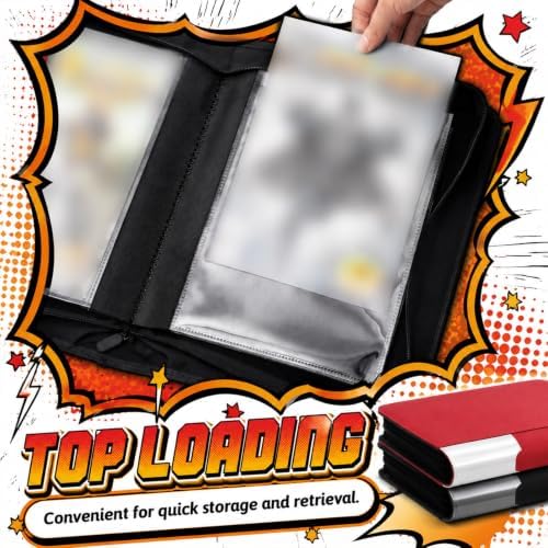 Zhehao 2 Pack Comic Book Binder, 40 Sleeve, Holds Up to 80 Comics Black Red - Image 5